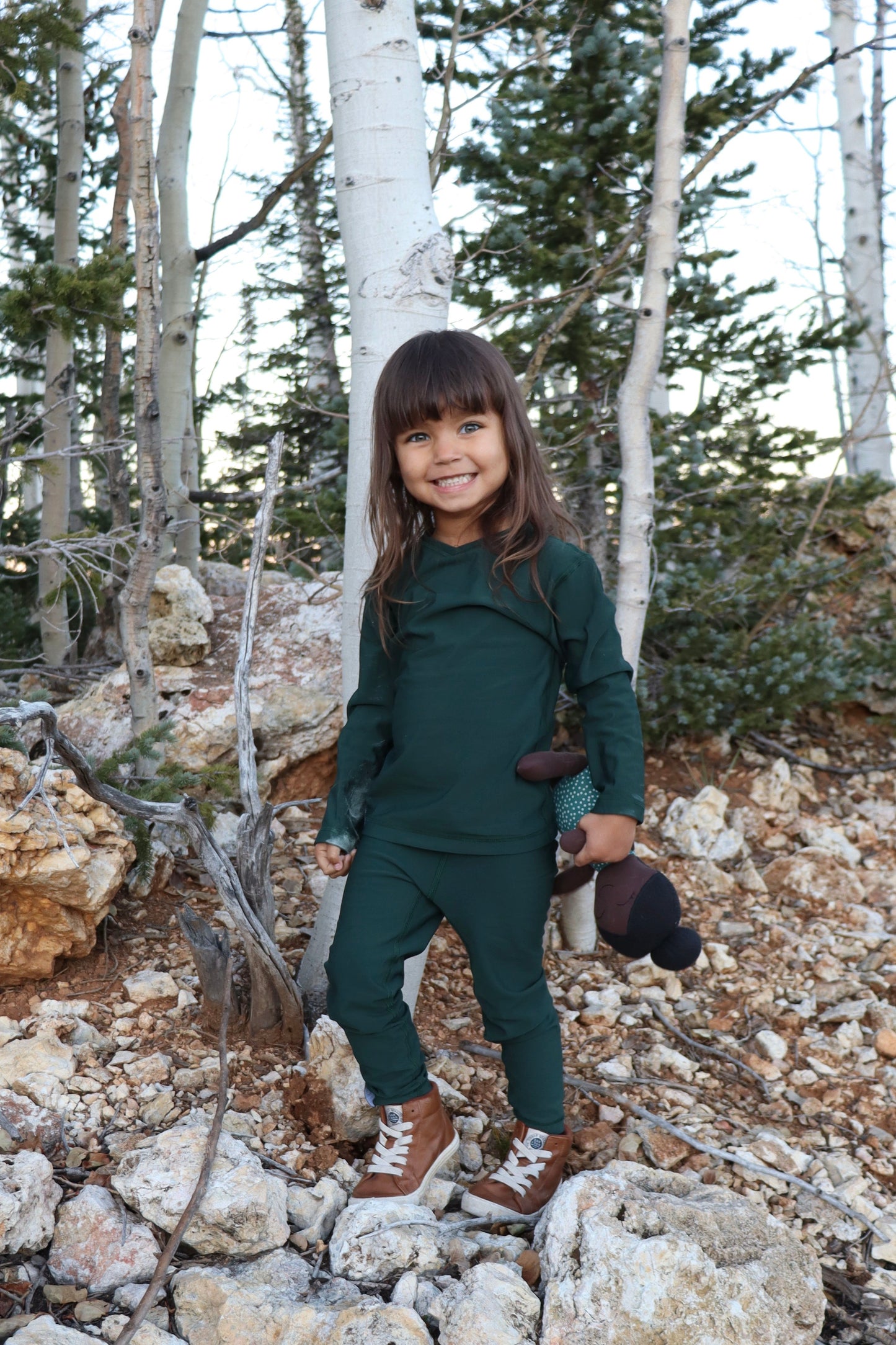 Friday - Fleece T-Shirt Barn - Skogsgrön - 98-104cm