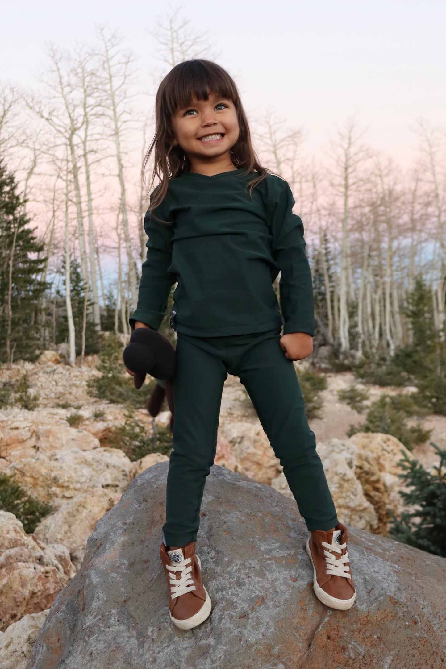 Friday - Fleece Leggings Barn - Skogsgrön - 98-104cm
