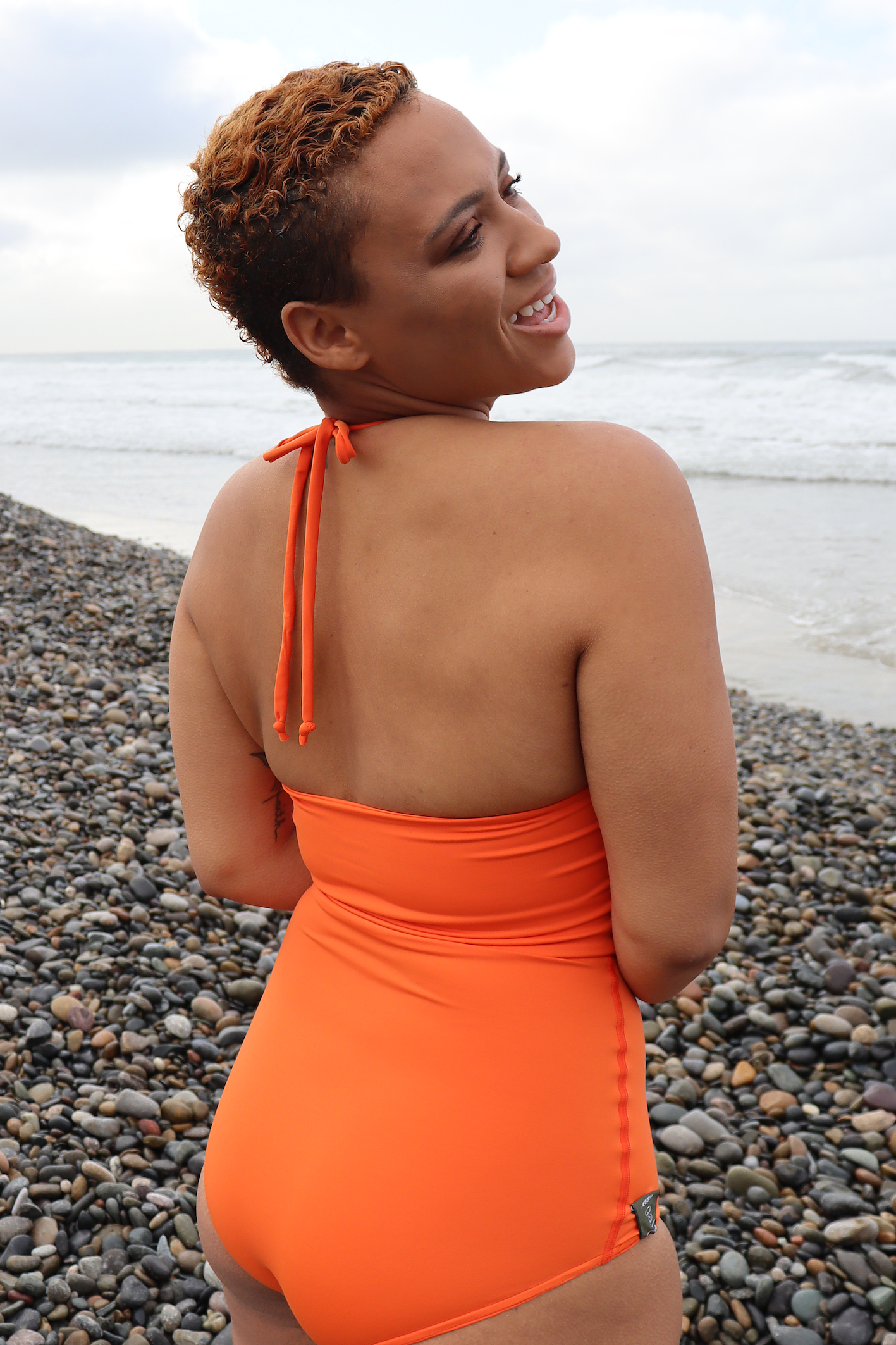 Sunny Saturday - Halterneck Swimsuit - Bright Orange
