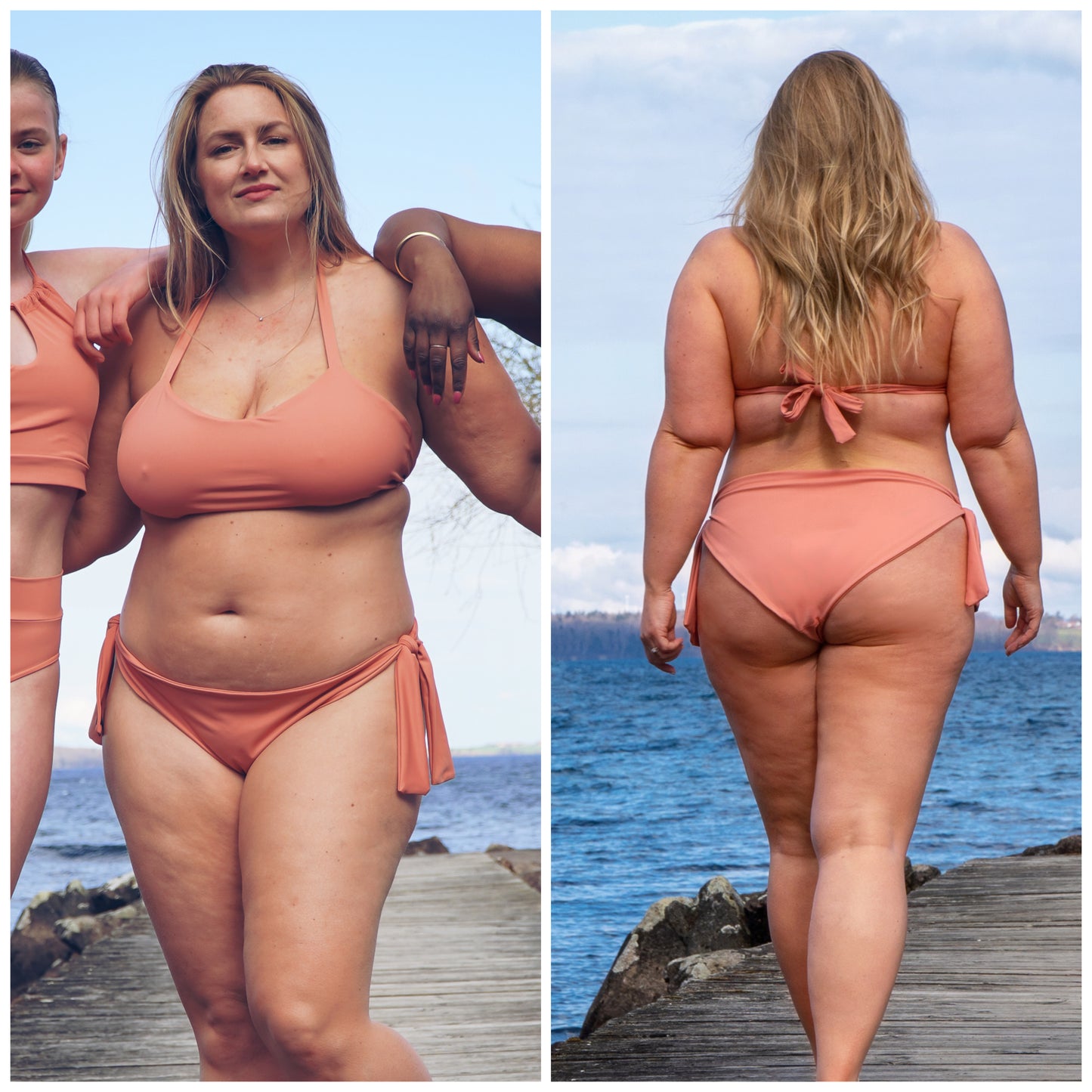 SET: Thursday Thrills - Beach Panties+Bikini Top - Coral Pink - XL - 70% OFF